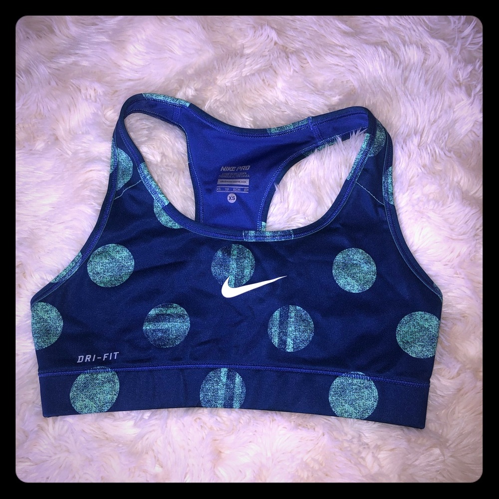 Blue polka dot NIKE sports bra sz XS